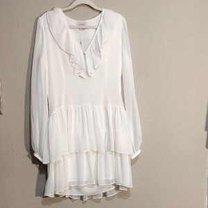 Marchesa Rose Vanilla Ice Ruffle Front Dress Short, Layered, Lined, Sz Med. NWT